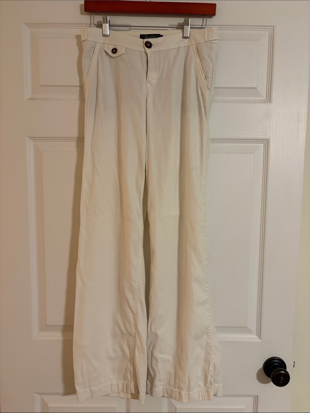 Anthropology Level 99 Women's Wide Leg Linen Blend Pants - White - Size 27